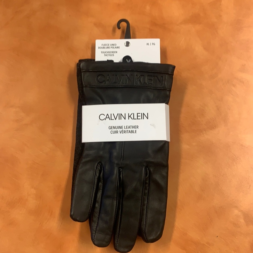 Calvin Klein LeaTher/Fleece Gloves